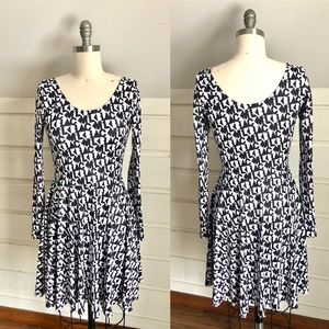 Blackmilk FRESH PRINTS LONG SLEEVE SKATER DRESS